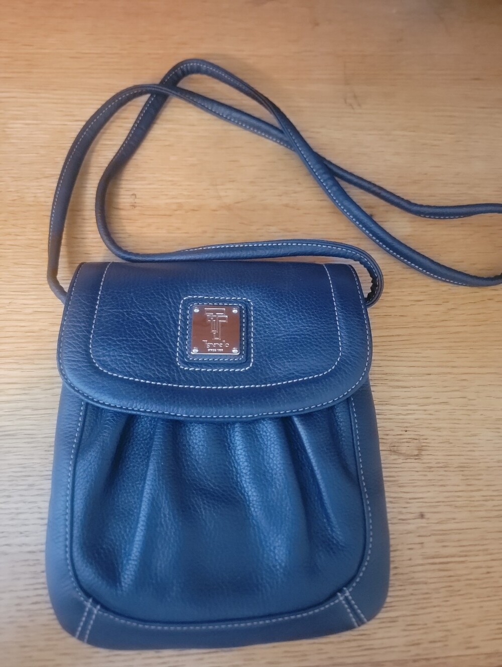 Vintage Blue Tignanello Crossbody Handbag
